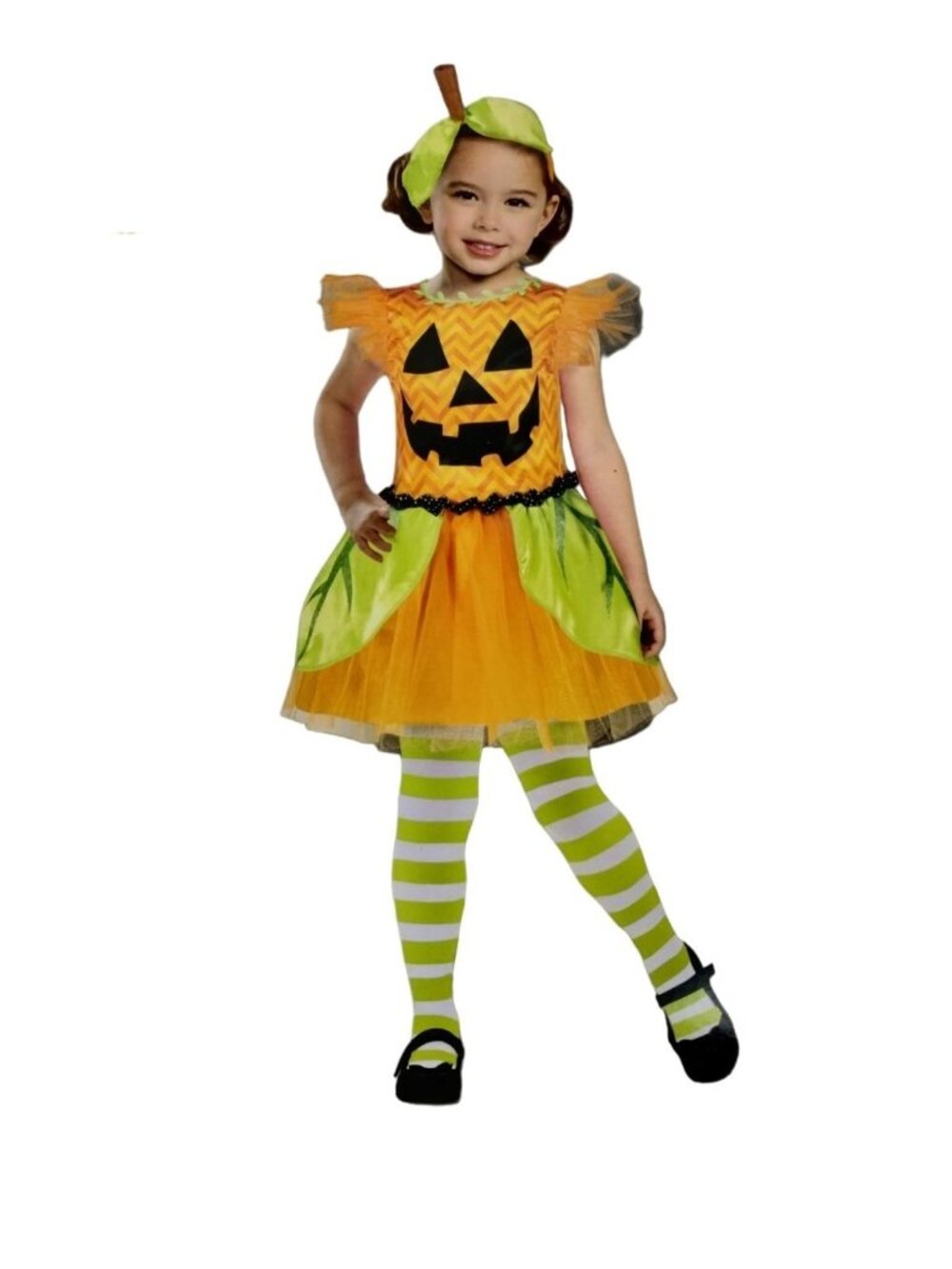 Celebrate! Girls S (6/6X) Pumpkin Dress and Headband Halloween Costume New